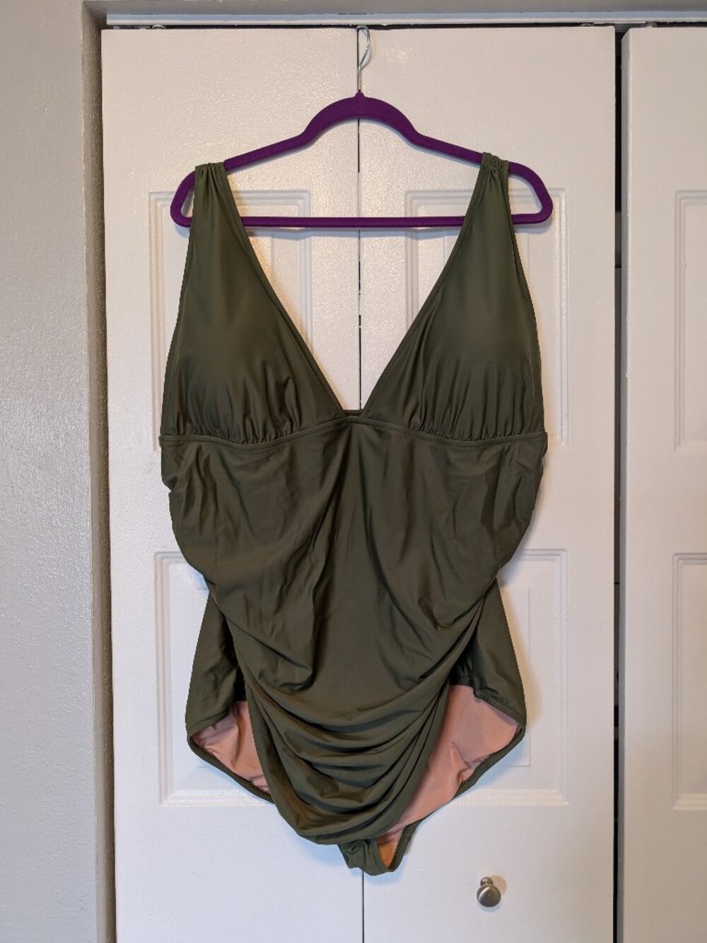 Re-Imagined by J. Crew Olive Green One Piece Swimsuit, 24W